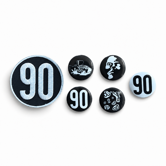 90 Pins & Patch Set — 5 Pins + Embroidered Patch