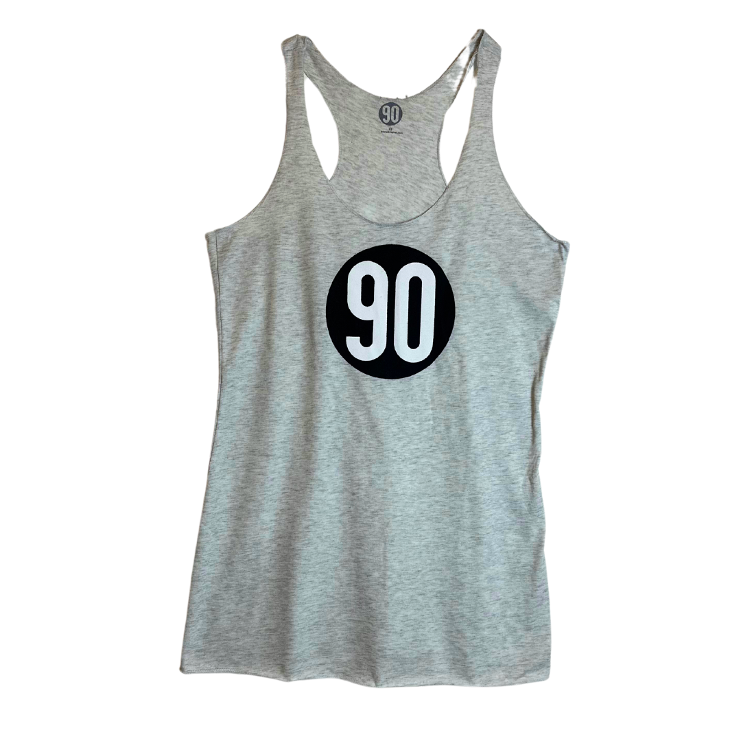 tyled 90 The Original Women's Tank Top in grey-melange with the '90 logo.
