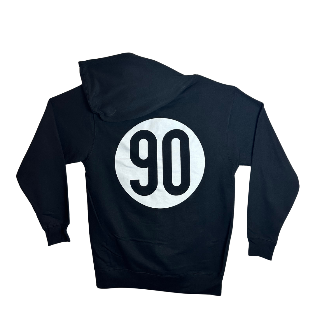 Classic 90 Hoodie featuring bold 90 The Original logo on the back displayed
