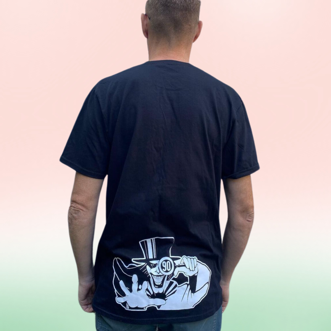 Back view of the Ed Tee by 90 The Original, featuring a unique graphic with the '90' emblem.